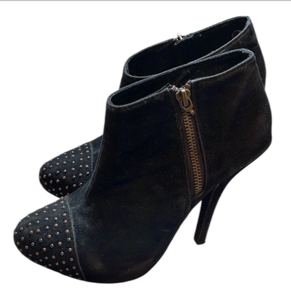 Shoedazzle Black Studded Stilettos Booties 4 inch Heels Shoe Size 8